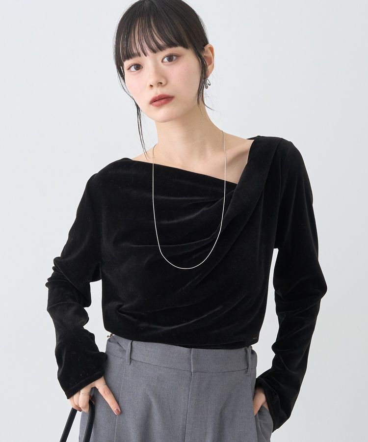 earth music&ecology「シアーベロアドレープネックプルオーバー」|Tシャツ・カットソー|Black