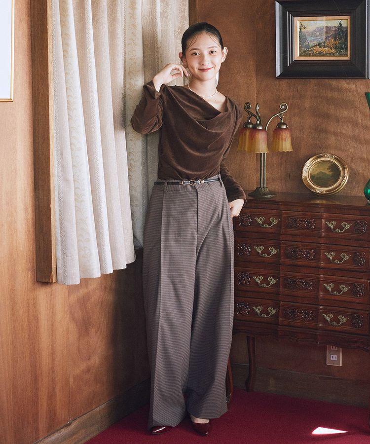 earth music&ecology「シアーベロアドレープネックプルオーバー」|Tシャツ・カットソー|