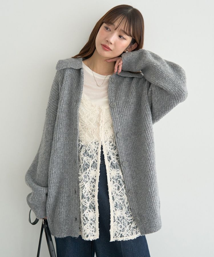 earth music&ecology「襟付きニットアウター」|カーディガン|