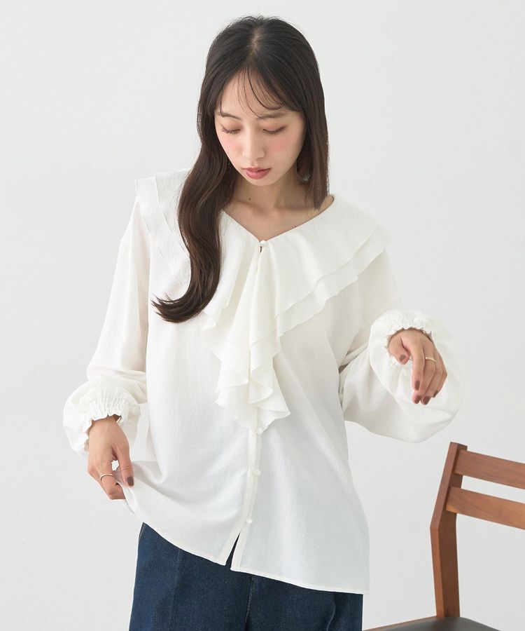 earth music&ecology「ラッフルカラーブラウス」|シャツ・ブラウス|