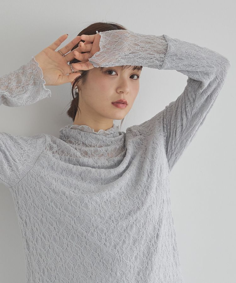 earth music&ecology「あったかフェミニンインナー(ハイネック)」|Tシャツ・カットソー|Light Gray
