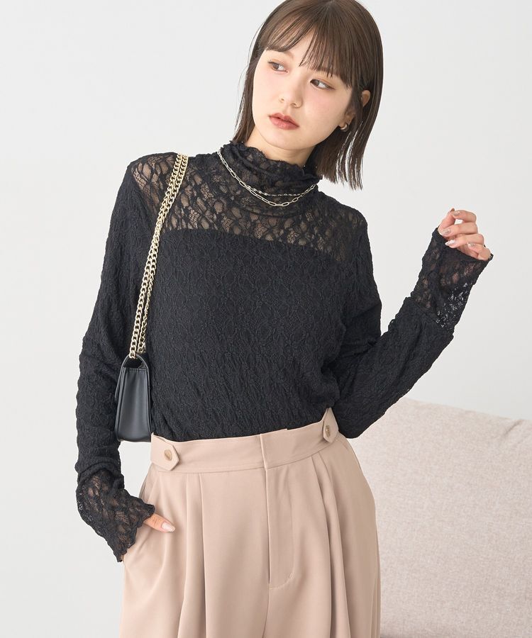 earth music&ecology「あったかフェミニンインナー(ハイネック)」|Tシャツ・カットソー|Black