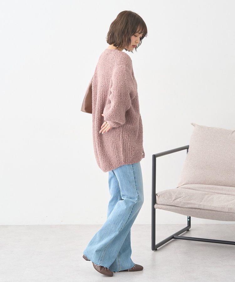 earth music&ecology「セルフカットストレッチフレアデニムパンツ」|デニム|