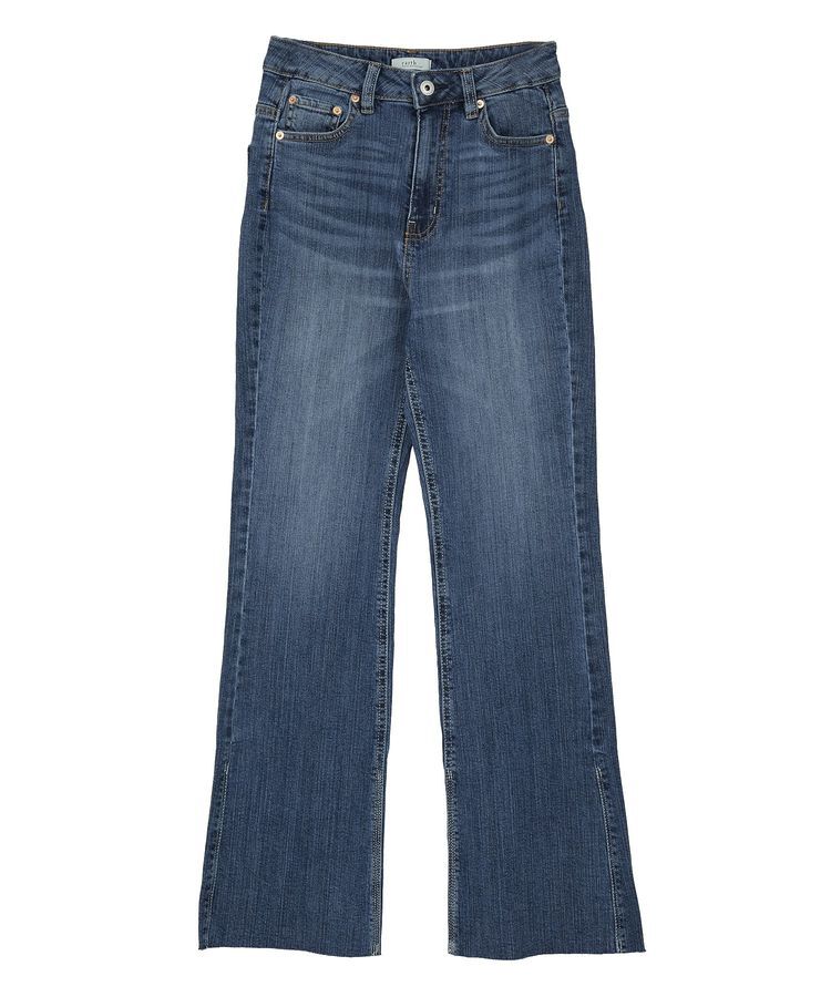 earth music&ecology「セルフカットストレッチフレアデニムパンツ」|デニム|