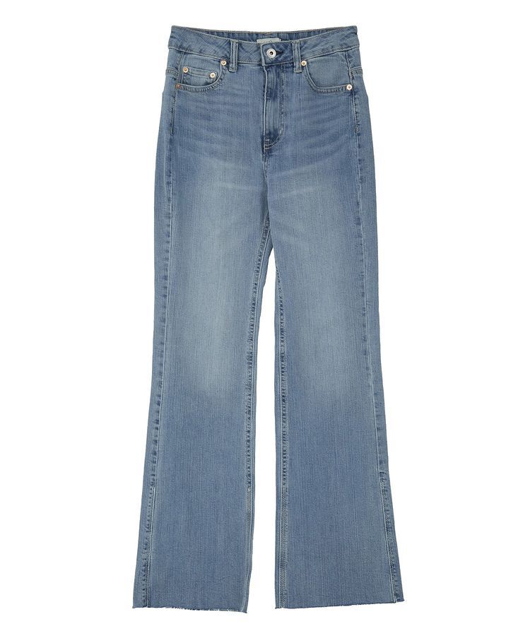 earth music&ecology「セルフカットストレッチフレアデニムパンツ」|デニム|