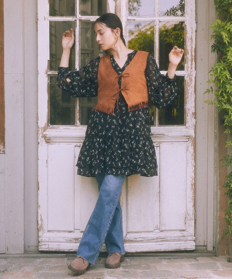 earth music&ecology「セルフカットストレッチフレアデニムパンツ」|デニム|