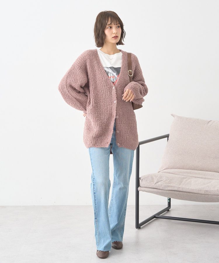 earth music&ecology「セルフカットストレッチフレアデニムパンツ」|デニム|