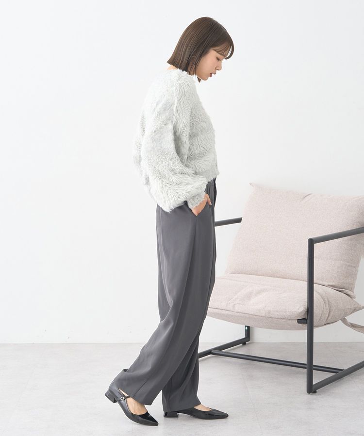 earth music&ecology「ポンポンヤーンミックスインターシャカーディガン」|カーディガン|