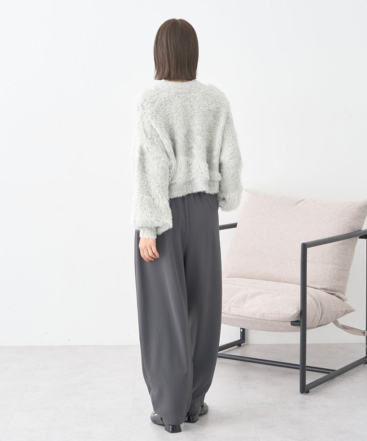 earth music&ecology「ポンポンヤーンミックスインターシャカーディガン」|カーディガン|