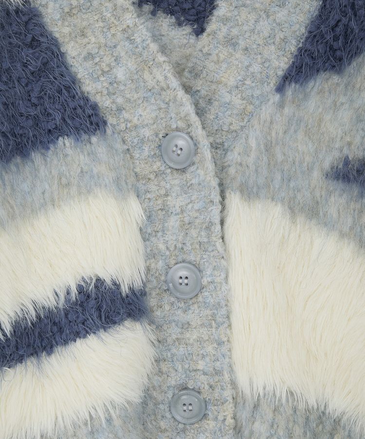 earth music&ecology「ポンポンヤーンミックスインターシャカーディガン」|カーディガン|