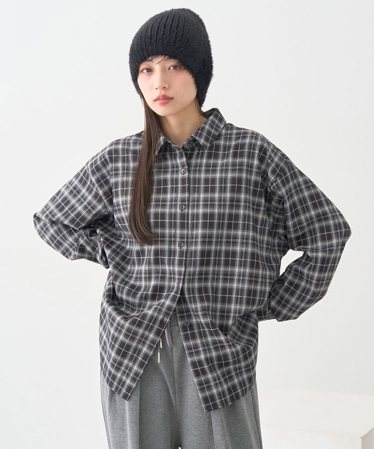 earth music&ecology「SET2点チェック柄シャーリングビスチェ＋シャツ」|シャツ・ブラウス|