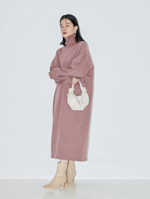  「モックネック裏起毛ワンピース1」|ワンピース|