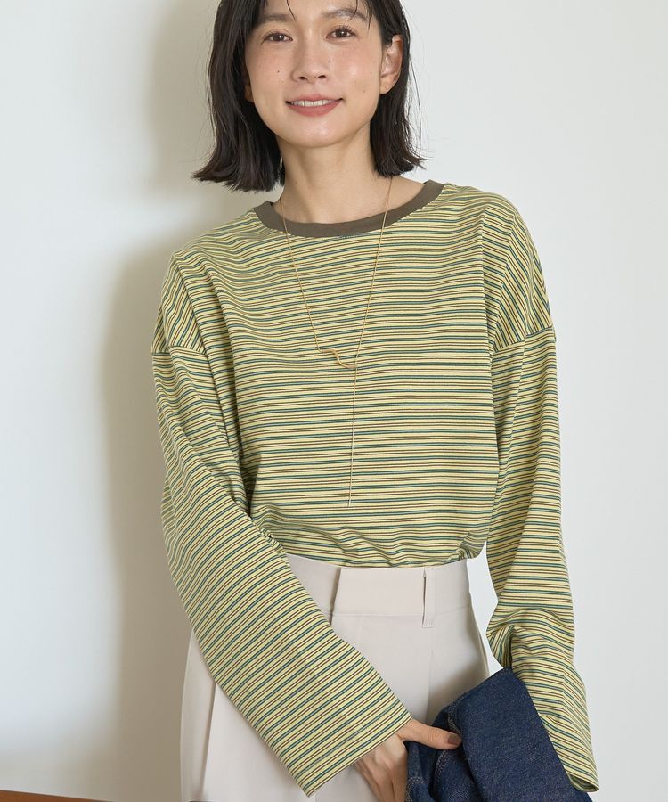 AMERICAN HOLIC「カラーボーダークロップド丈プルオーバー」|Tシャツ・カットソー|