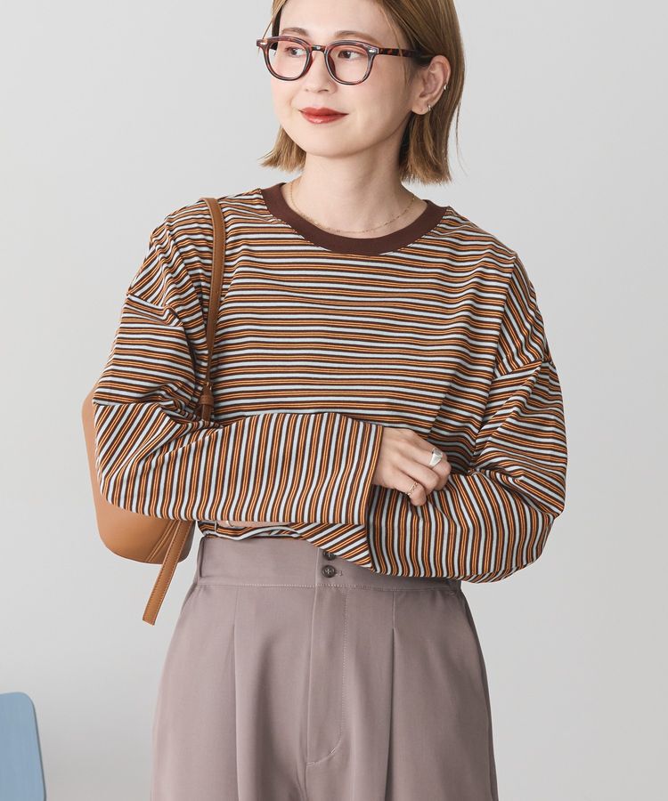 AMERICAN HOLIC「カラーボーダークロップド丈プルオーバー」|Tシャツ・カットソー|