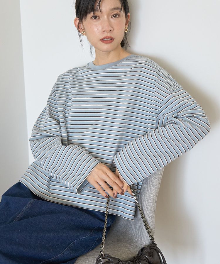 AMERICAN HOLIC「カラーボーダークロップド丈プルオーバー」|Tシャツ・カットソー|