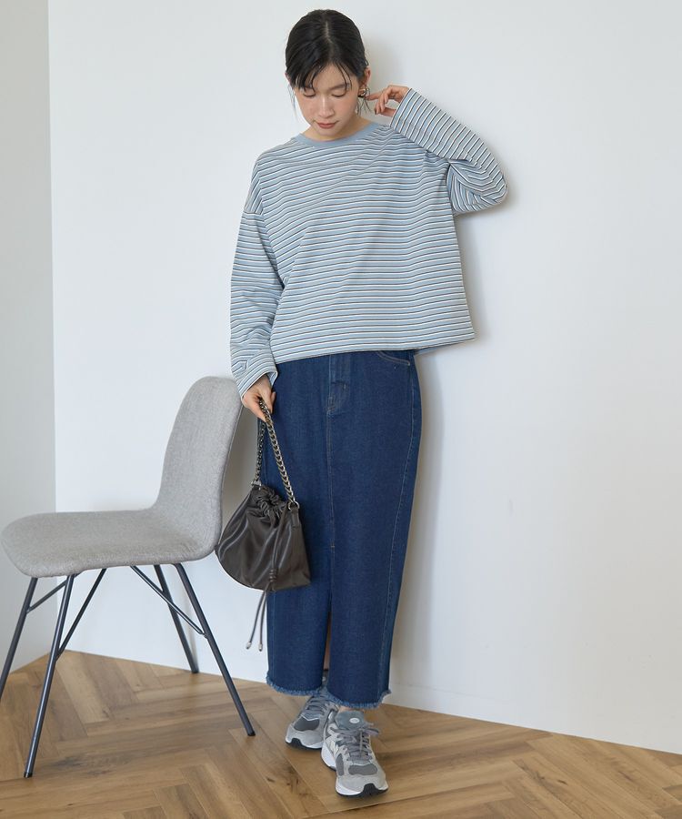 AMERICAN HOLIC「カラーボーダークロップド丈プルオーバー」|Tシャツ・カットソー|