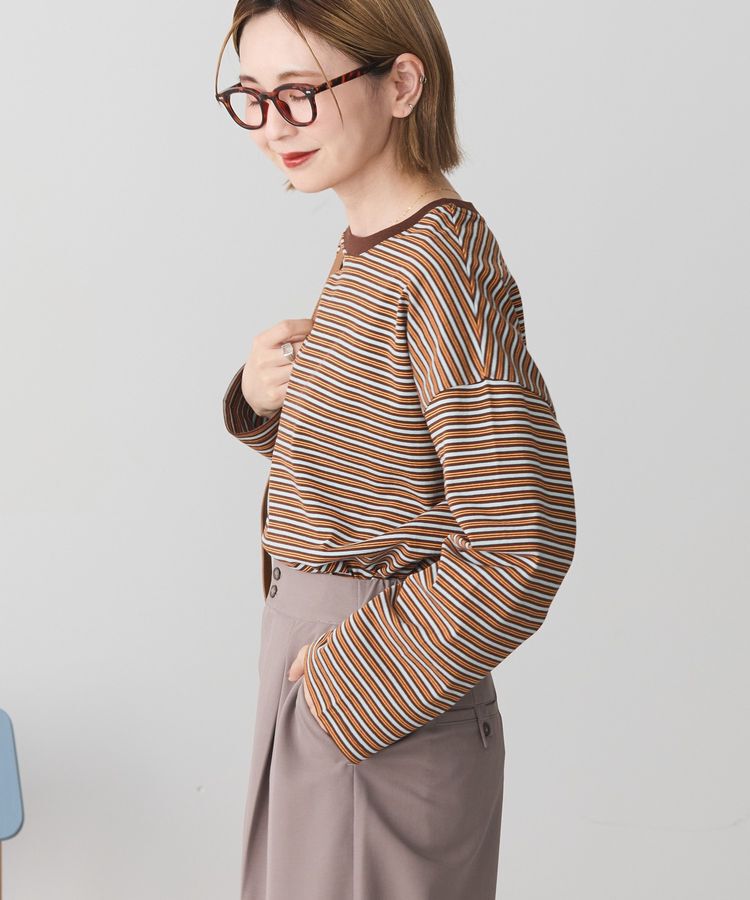 AMERICAN HOLIC「カラーボーダークロップド丈プルオーバー」|Tシャツ・カットソー|