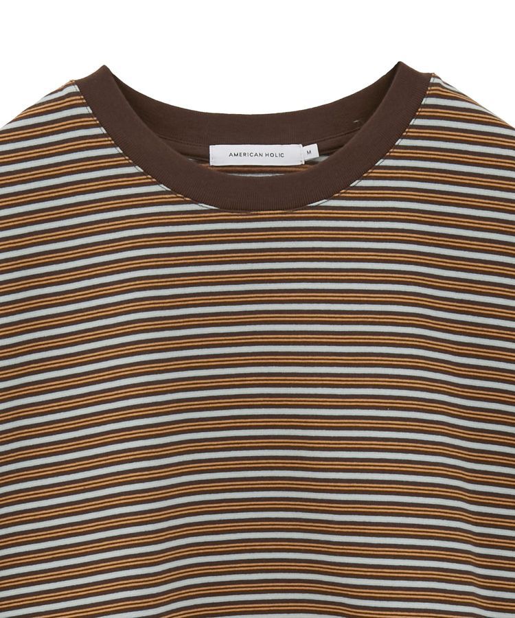 AMERICAN HOLIC「カラーボーダークロップド丈プルオーバー」|Tシャツ・カットソー|