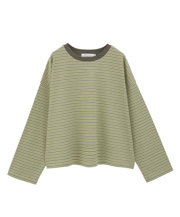 AMERICAN HOLIC「カラーボーダークロップド丈プルオーバー」|Tシャツ・カットソー|