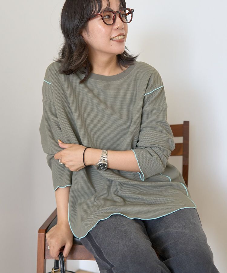 AMERICAN HOLIC「ワッフル配色メロープルオーバー」|Tシャツ・カットソー|