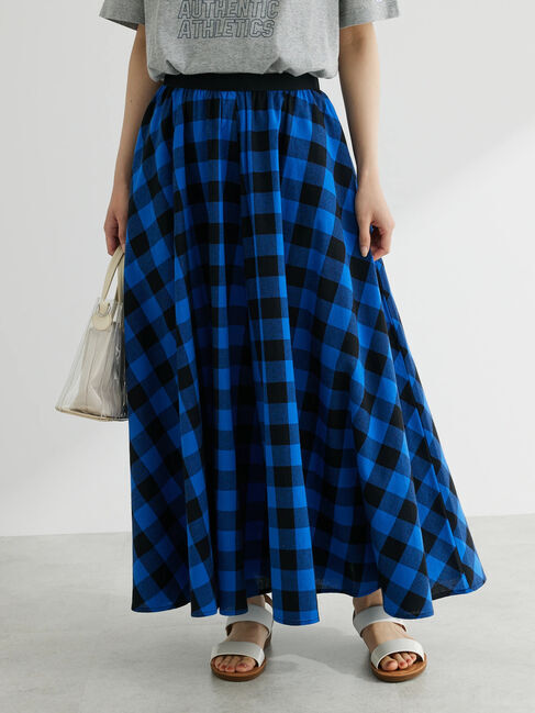 Green Parks「・furry　rate　ギンガムバイアススカート」|スカート|Blue