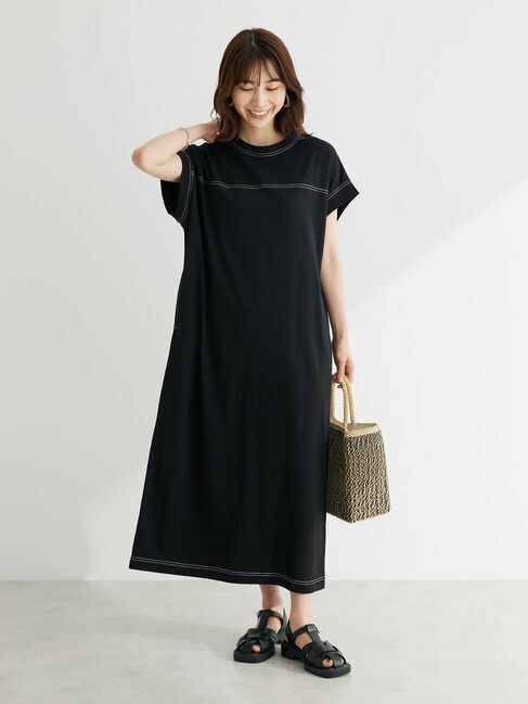 Green Parks「・ELENCARE　DUE　カラーステッチカットワンピース」|ワンピース|ブラック