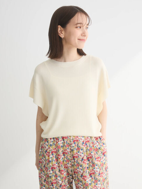 Green Parks「推しニット　フレンチスリーブニットプルオーバー」|ニット・セーター|Off White