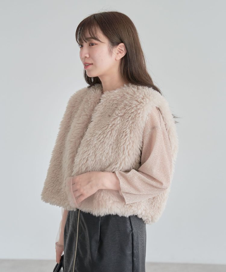 Green Parks「袖チュールドッキングラメプルオーバー」|Tシャツ・カットソー|