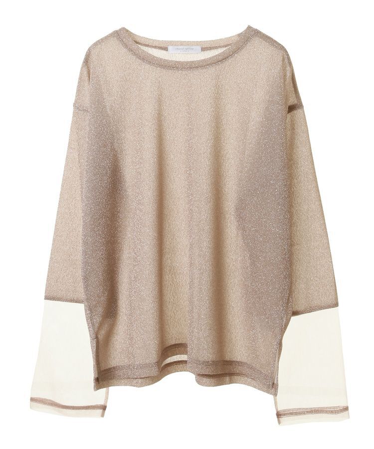 Green Parks「袖チュールドッキングラメプルオーバー」|Tシャツ・カットソー|