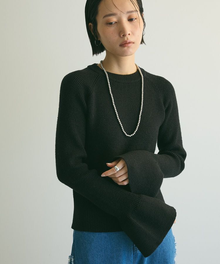 armonia「armonia.袖フレアニットプルオーバー」|ニット・セーター|Black