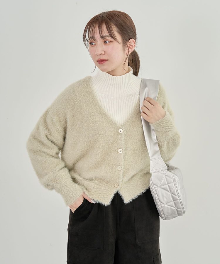 Green Parks「ラメシャギーニットカーディガン」|カーディガン|Gray Beige