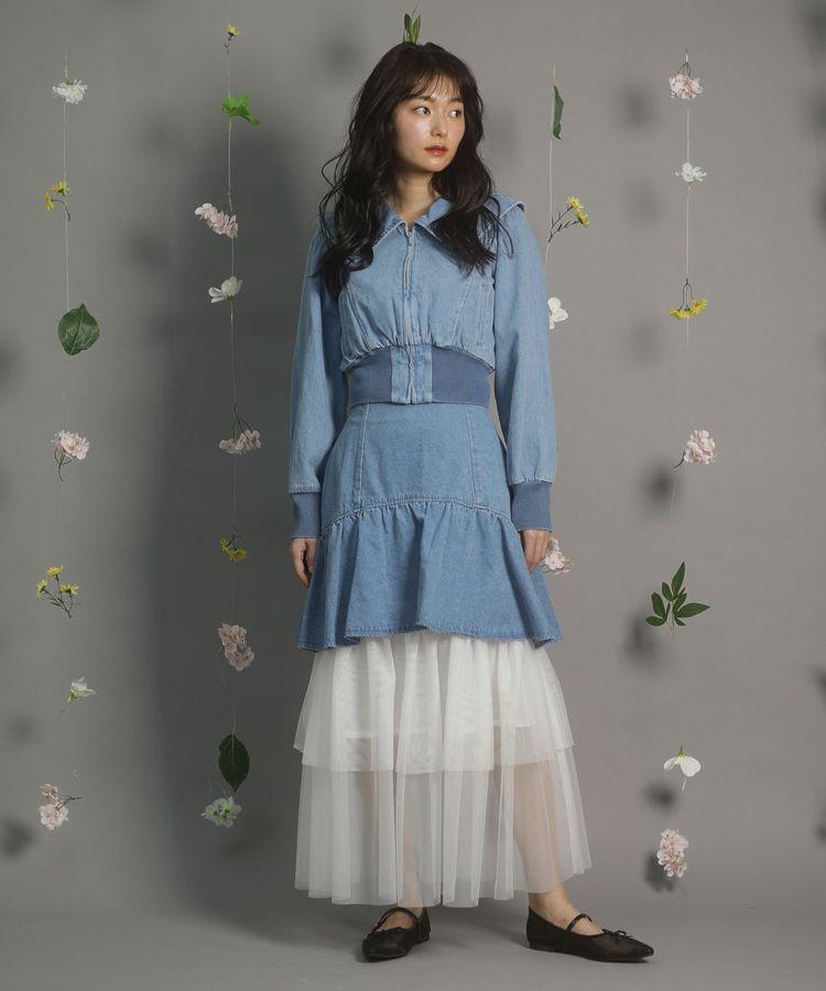 Green Parks「dazzlin 襟付きデニムショートzipブルゾン」|ブルゾン・スタジャン|