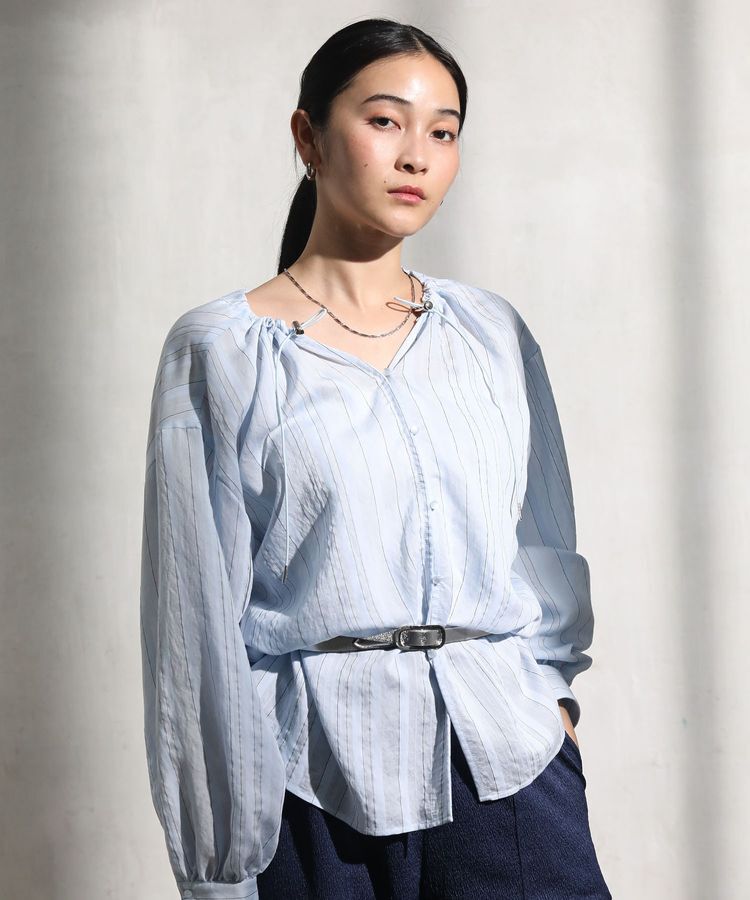 Green Parks「ドロストネックシアーストライプチュニック」|シャツ・ブラウス|