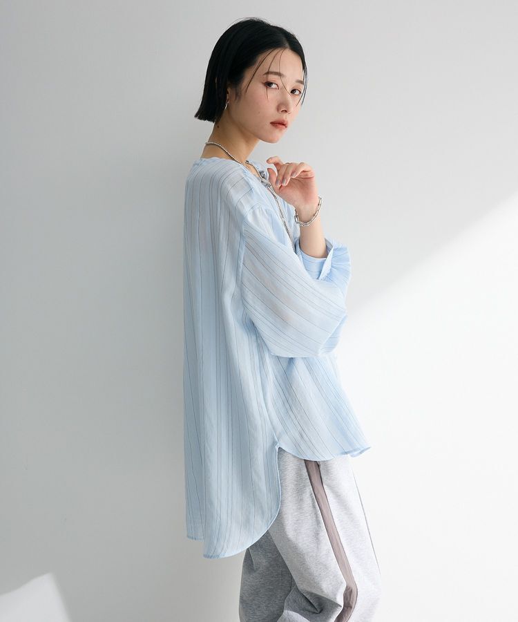 Green Parks「ドロストネックシアーストライプチュニック」|シャツ・ブラウス|