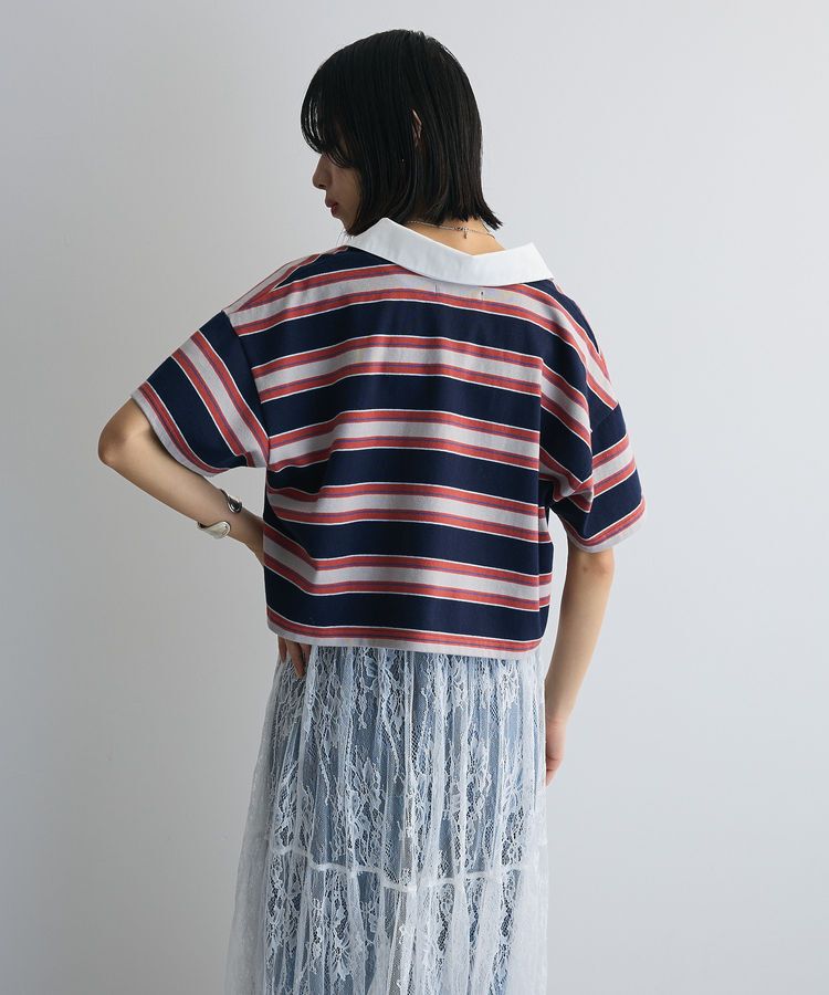 AnriettMusee「エムブレム刺繍ショートボーダーカットソー」|Tシャツ・カットソー|