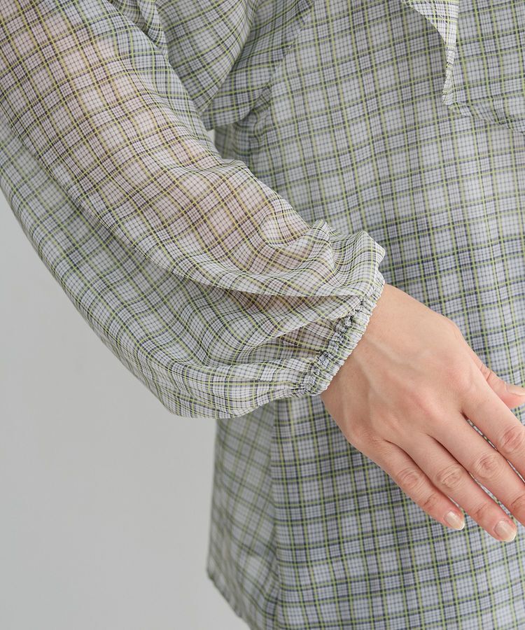 armonia「チェックシアーフリルブラウス」|シャツ・ブラウス|