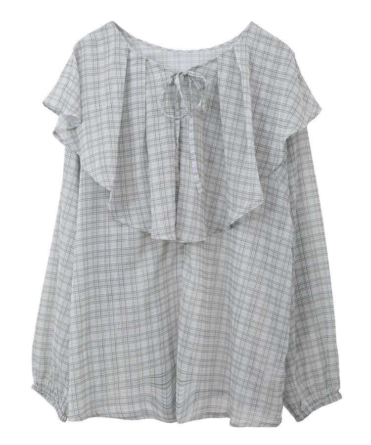 armonia「チェックシアーフリルブラウス」|シャツ・ブラウス|