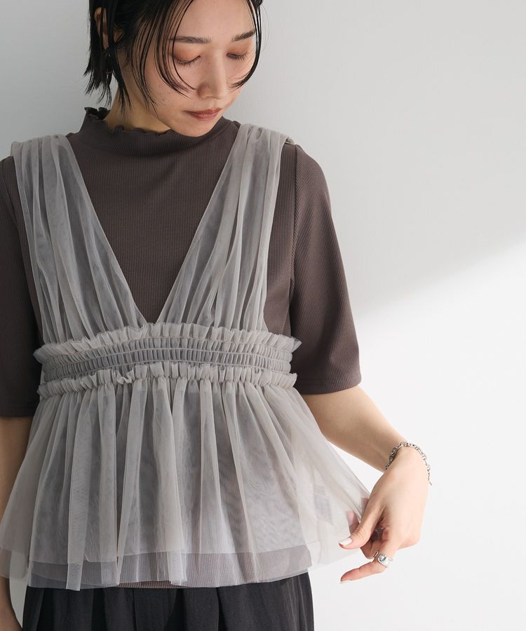 Green Parks「・ELENCARE DUE チュールシャーリングビスチェ」|ベスト・ジレ|
