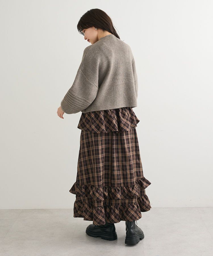 Green Parks「■ESCAR チェックペプラムフレアスカート」|フレア|