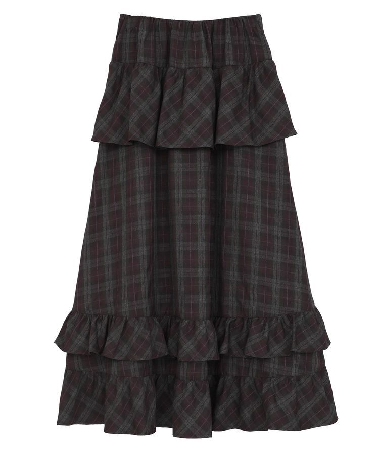 Green Parks「■ESCAR チェックペプラムフレアスカート」|フレア|