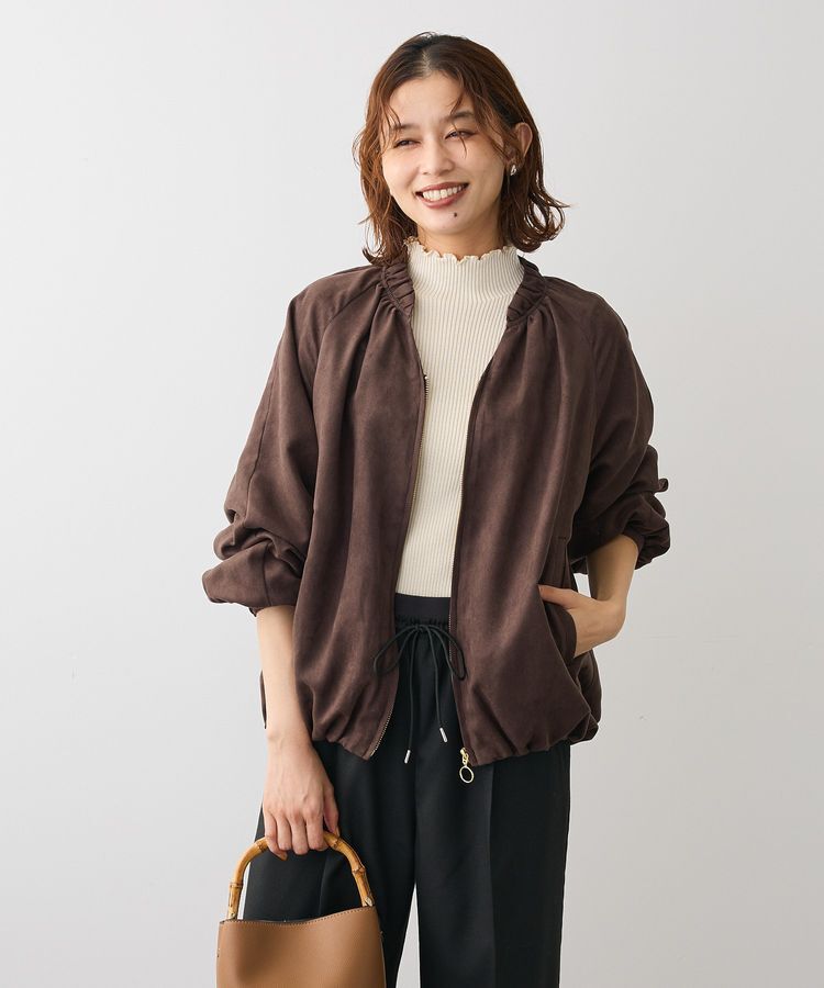 Green Parks「スウェードライクギャザーブルゾン」|ブルゾン・スタジャン|Charcoal Gray