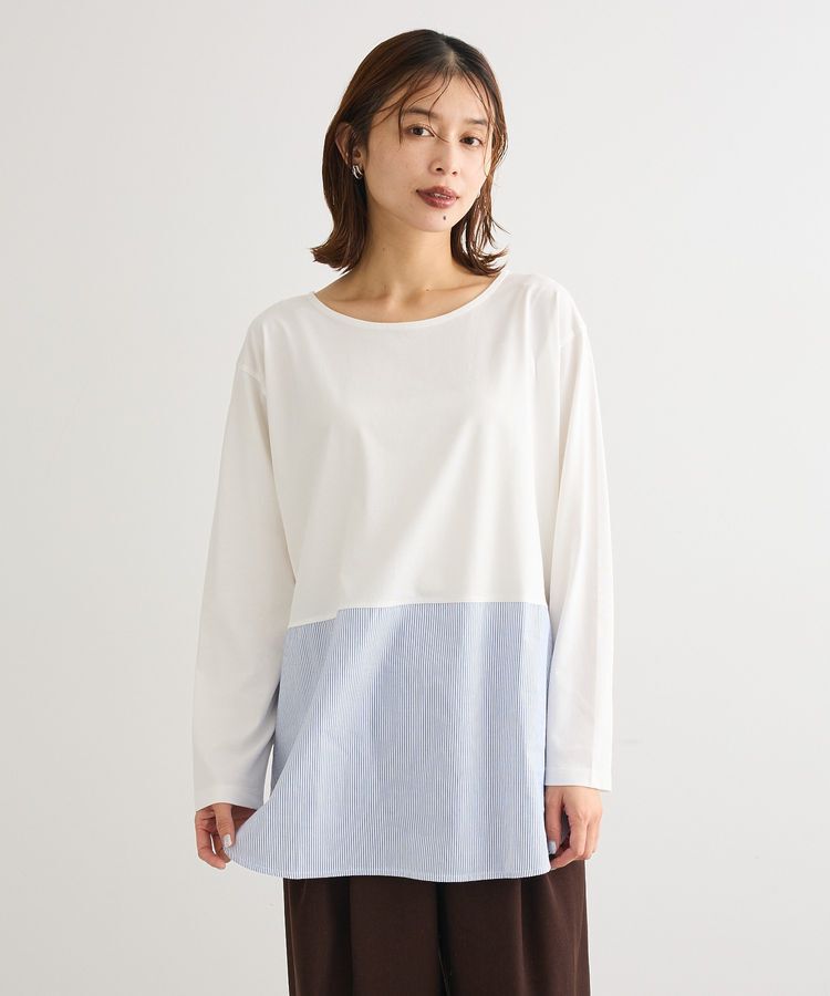 Green Parks「裾ドッキングホワイトインナー」|Tシャツ・カットソー|