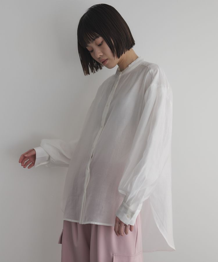 GARAGE OF GOOD CLOTHING「シアーバンドカラーシャツ」|シャツ・ブラウス|White