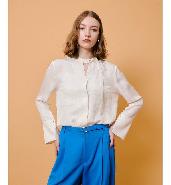 allureville「フリュイドオーバーラップブラウス」|シャツ・ブラウス|オフホワイト