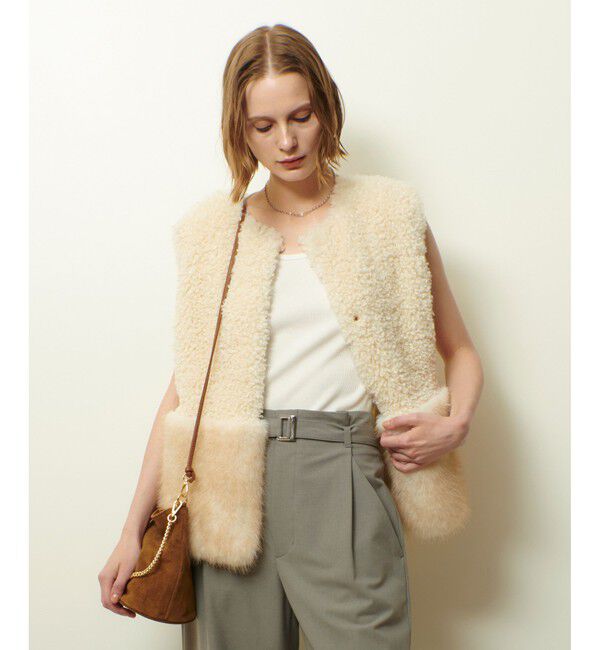 allureville「フェイクボアコンビニットジレ」|ニット・セーター|