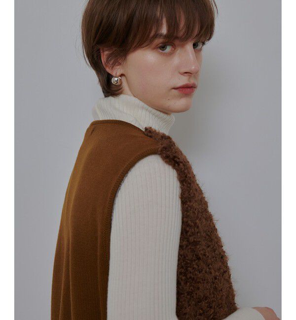allureville「フェイクボアコンビニットジレ」|ニット・セーター|