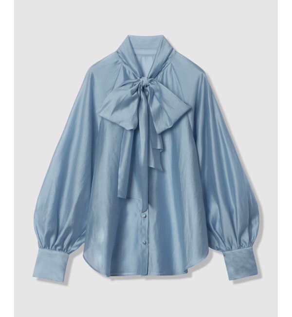 allureville「シルキーセルロースボウブラウス」|シャツ・ブラウス|サックス