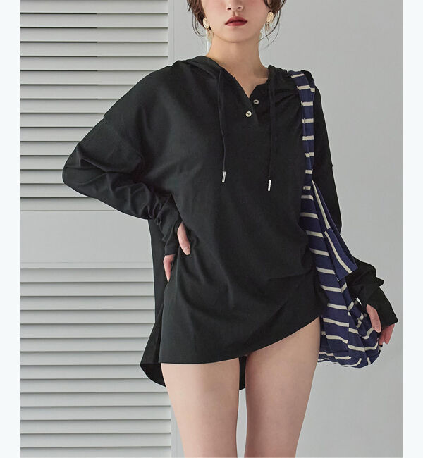 SEA DRESS「オーバーシルエットラッシュパーカープルオーバー」|ビキニトップス|