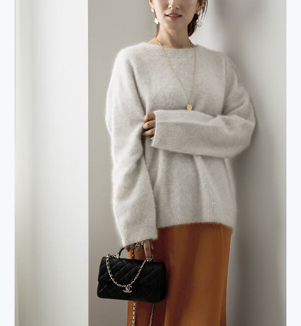 ur's「【星玲奈さんコラボアイテム】ウール混クルーネックニットプルオーバートップス」|ニット・セーター|