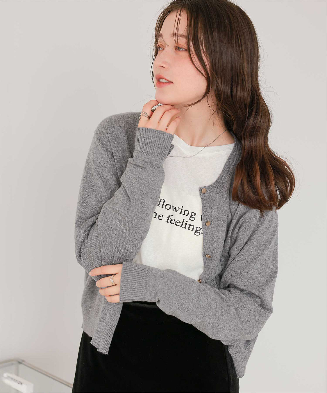 titivate「なめらか手触りカシミヤタッチニットカーディガン」|ニット・セーター|チャコール